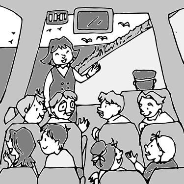 団体旅行中のバスの乗客