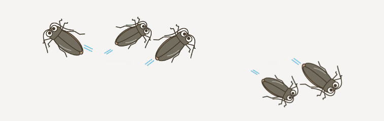 逃げ回るゴキブリのイラスト